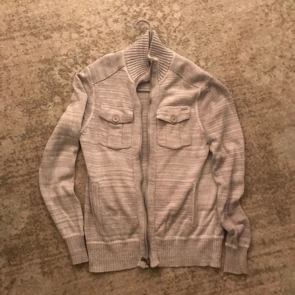 Guess Grey Cardigan with Buttons and Zipper Cozy - Picture 2 of 2